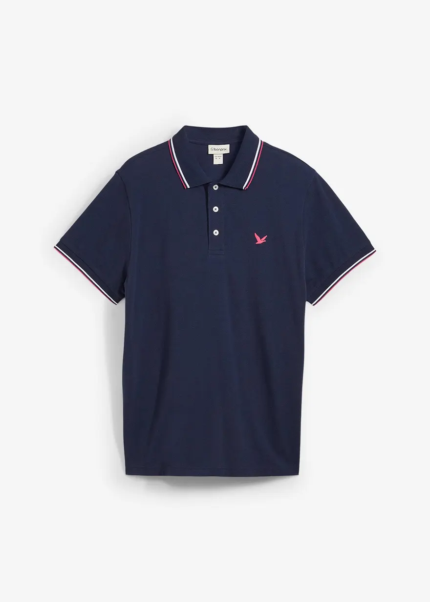 Piqué-Poloshirt aus reiner Bio-Baumwolle in blau von vorne - bonprix