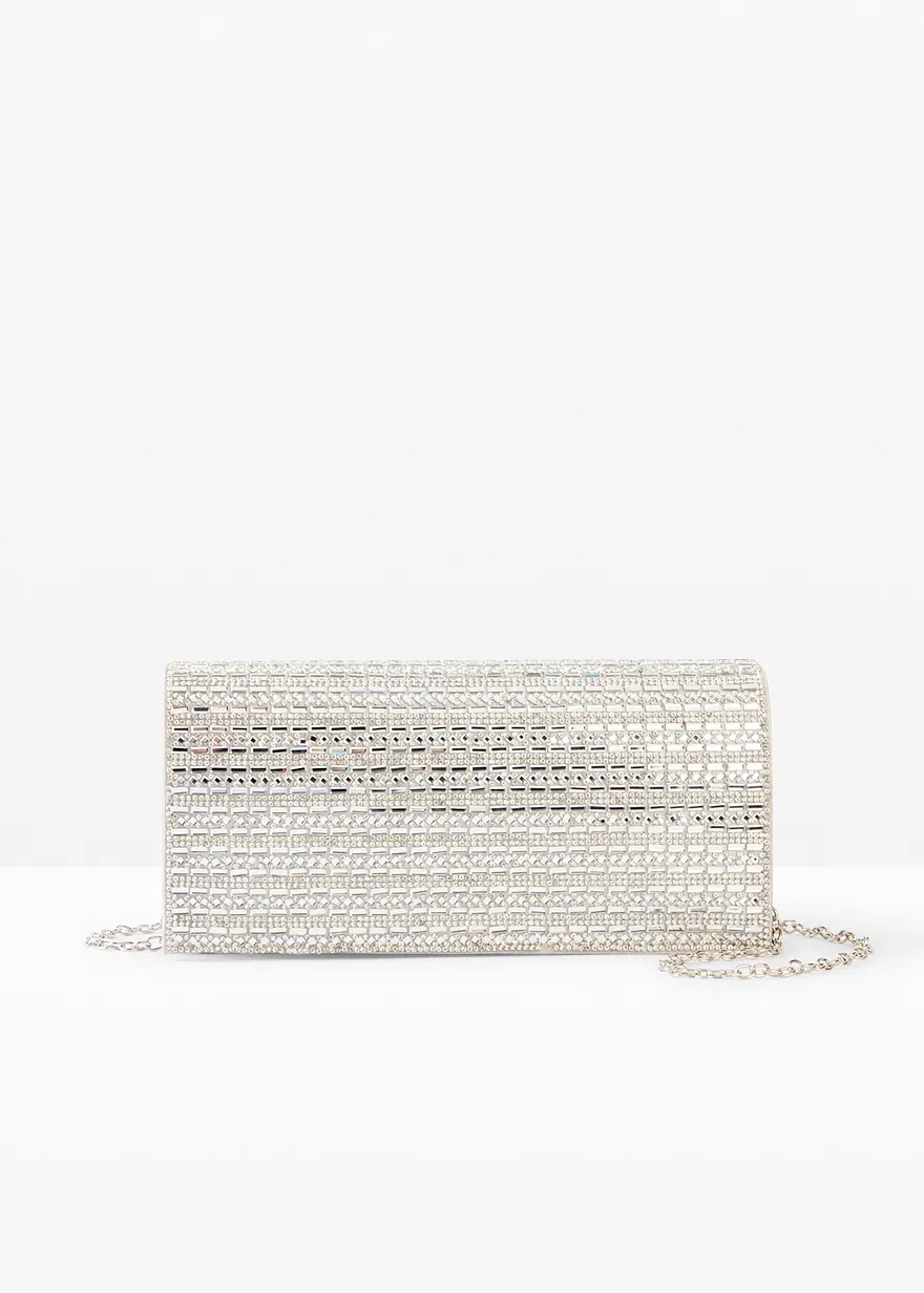 Clutch in silber von vorne - bonprix