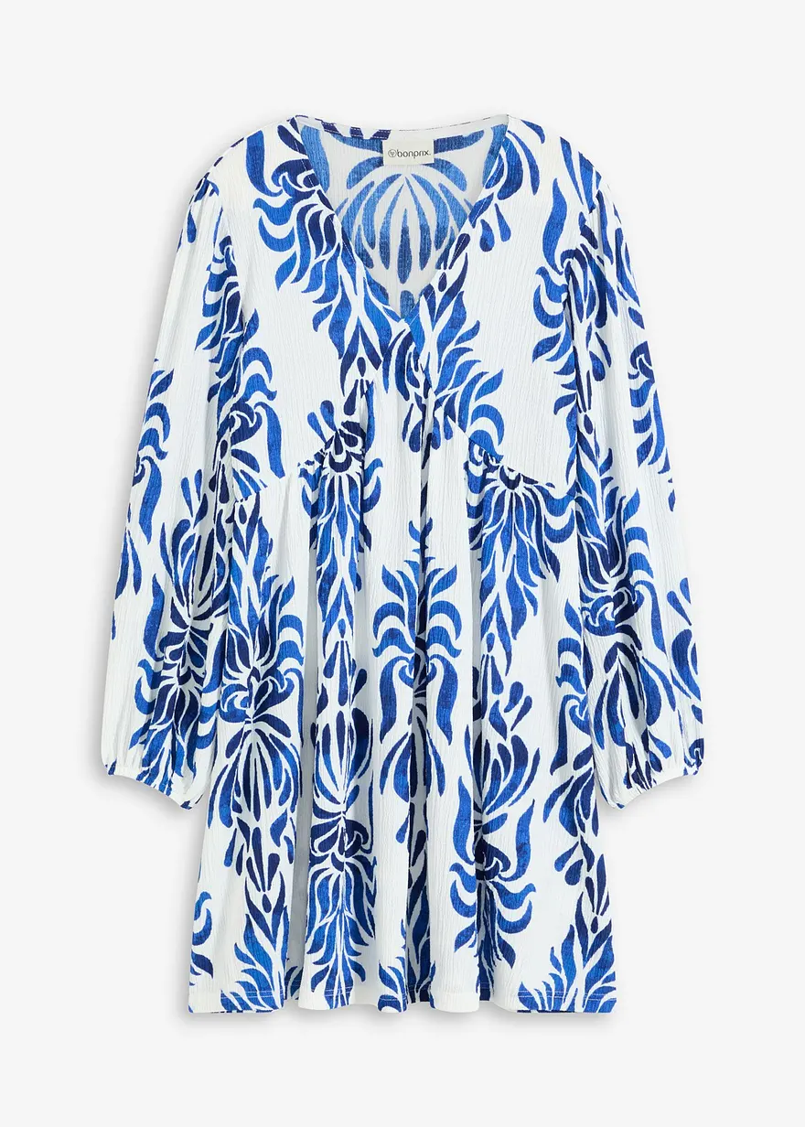 bedrucktes Kleid in weiß von vorne - bonprix