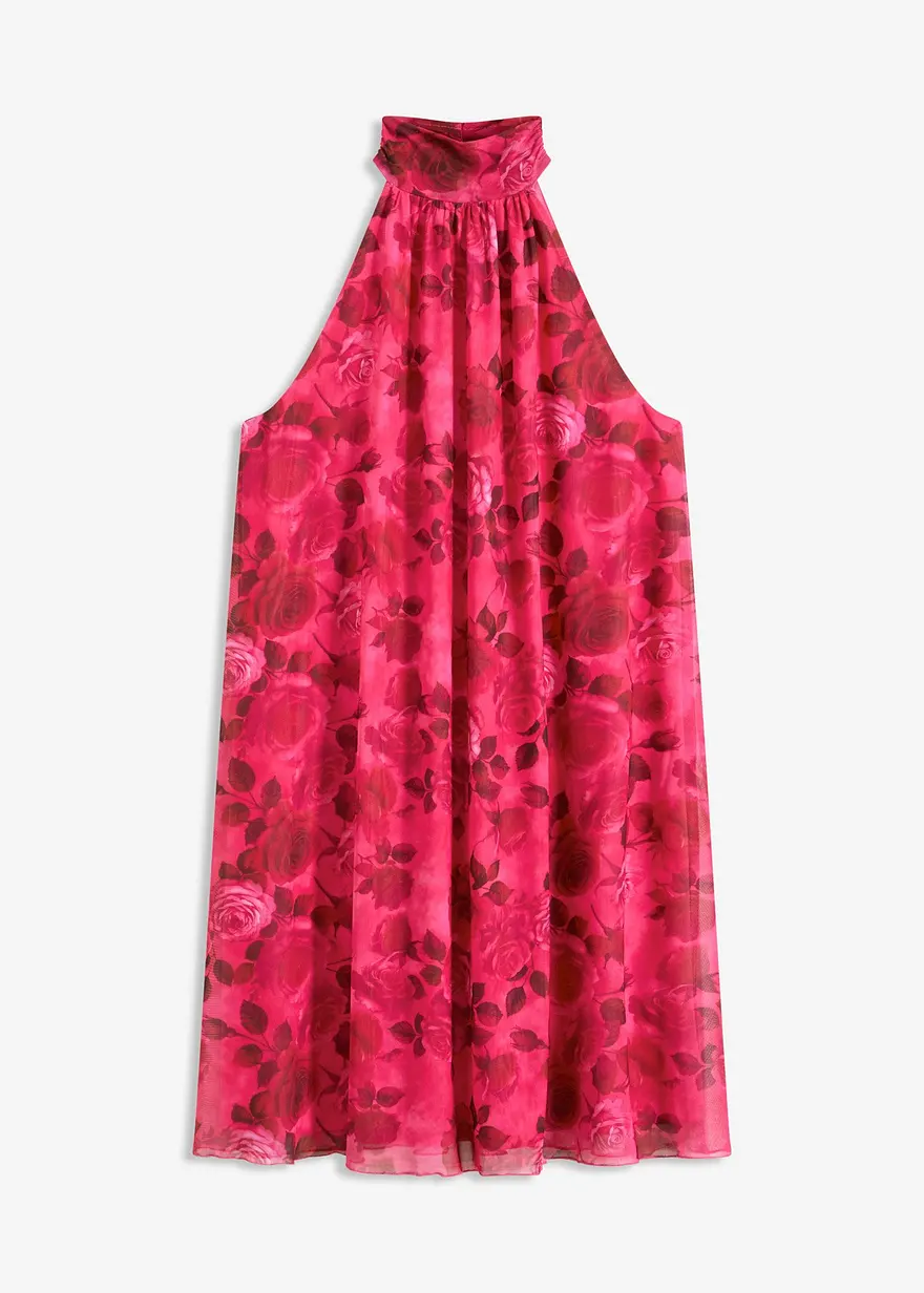bedrucktes Mesh-Kleid in pink von vorne - bonprix