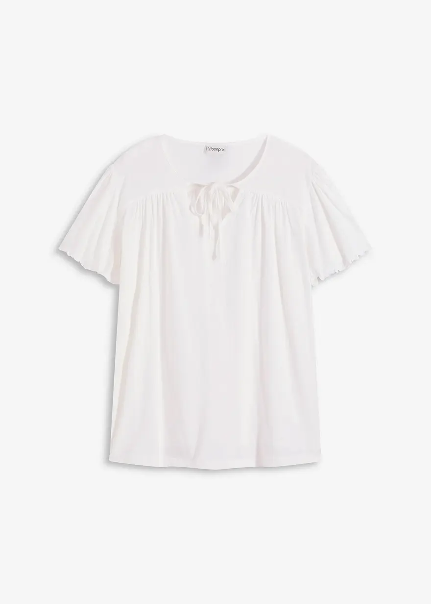 Shirt mit Schnürung in weiß von vorne - bonprix
