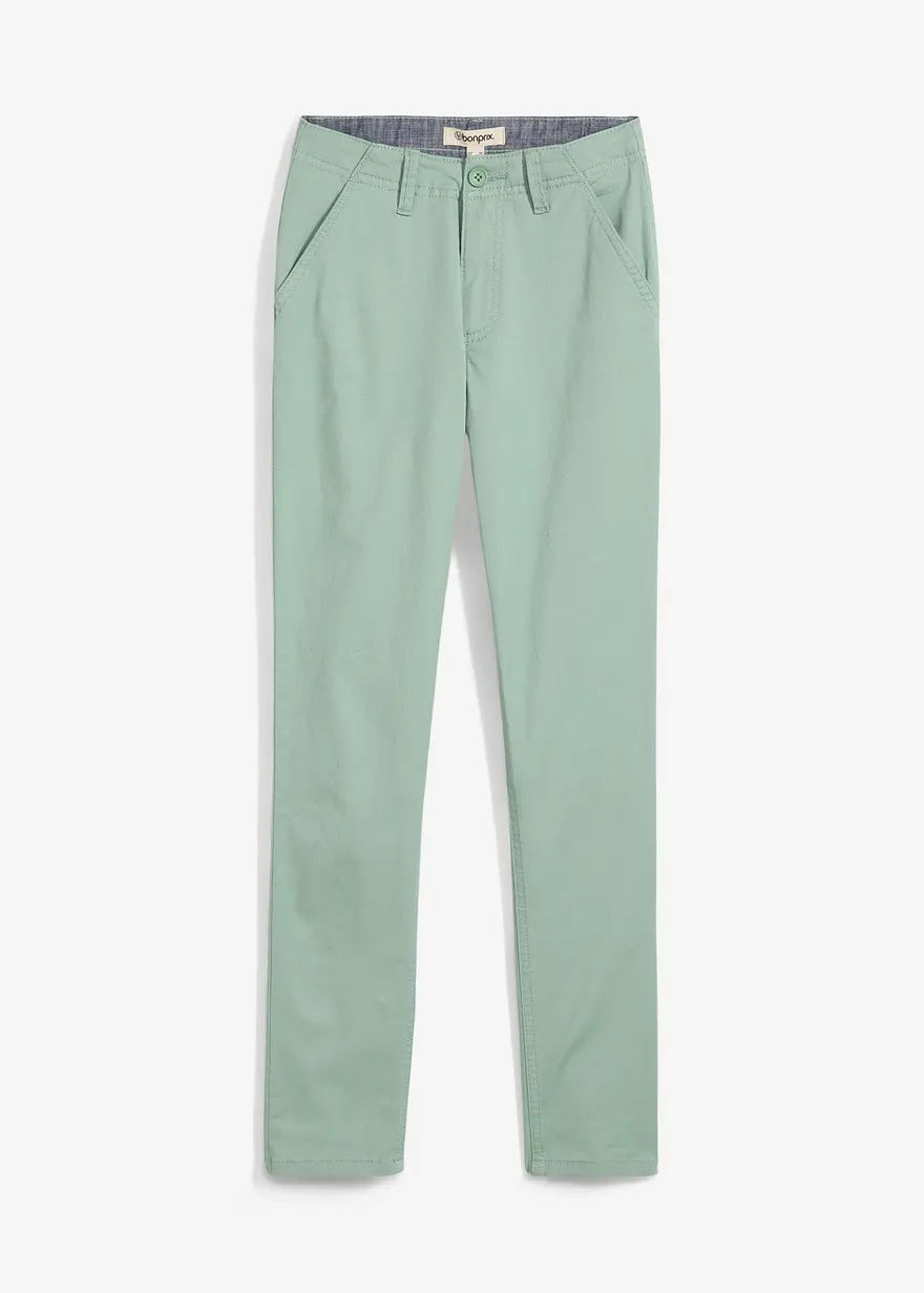 Slim Fit Chinohose aus Baumwolle mit Stretch in grün von vorne - bonprix