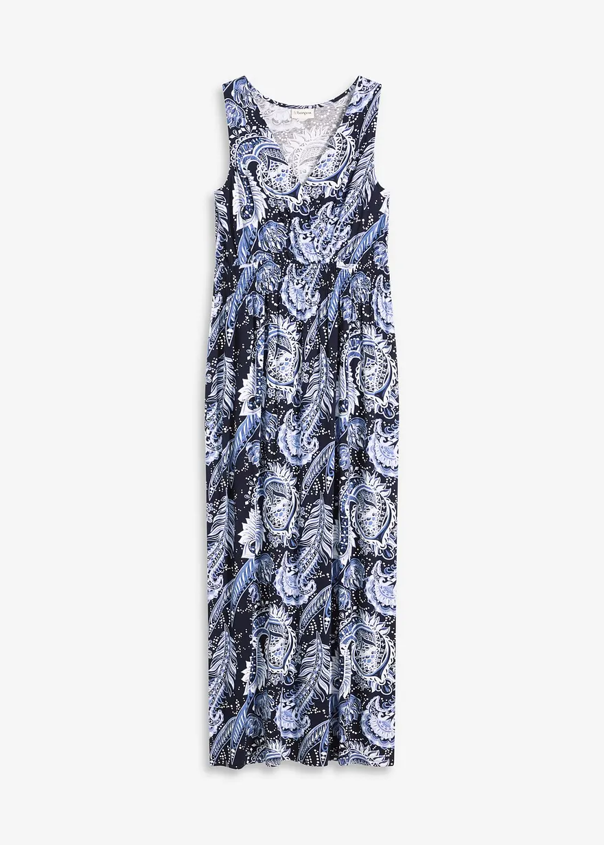 Maxikleid aus softem Viskose-Mix in blau von vorne - bonprix