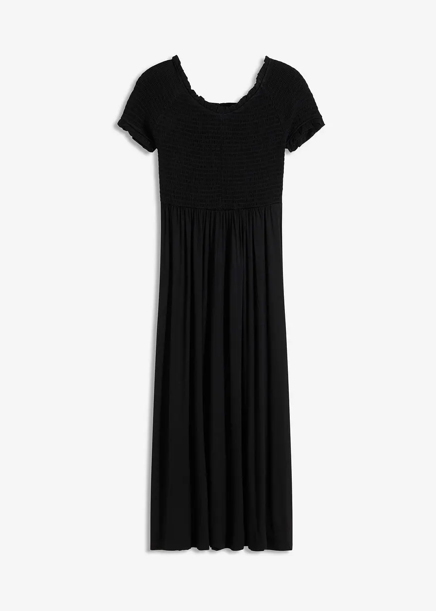 Midikleid mit Smok in schwarz von vorne - bonprix