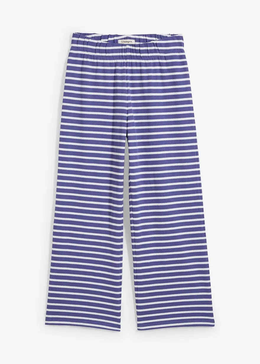 Jersey-Hose aus strukturierter Baumwolle in blau von vorne - bonprix