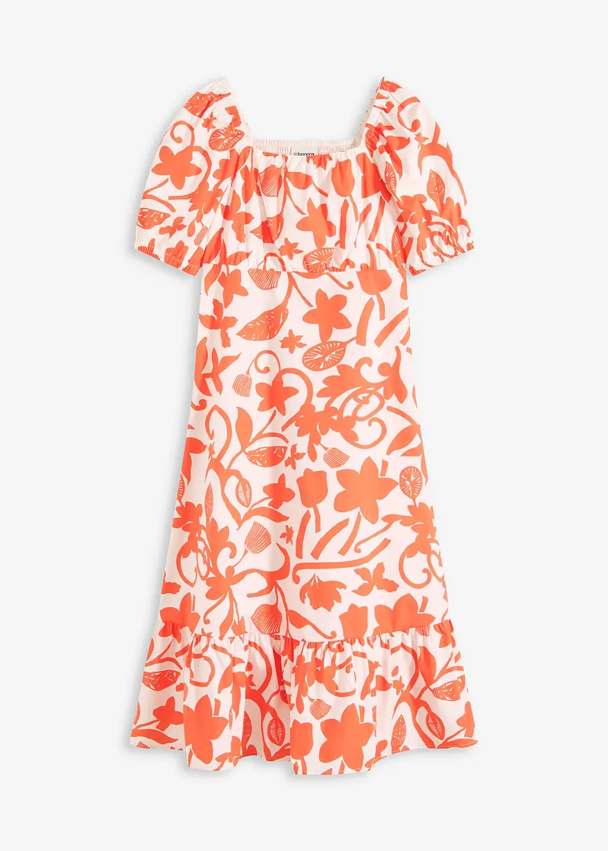 Midikleid aus reiner Bio-Baumwolle in orange von vorne - bonprix