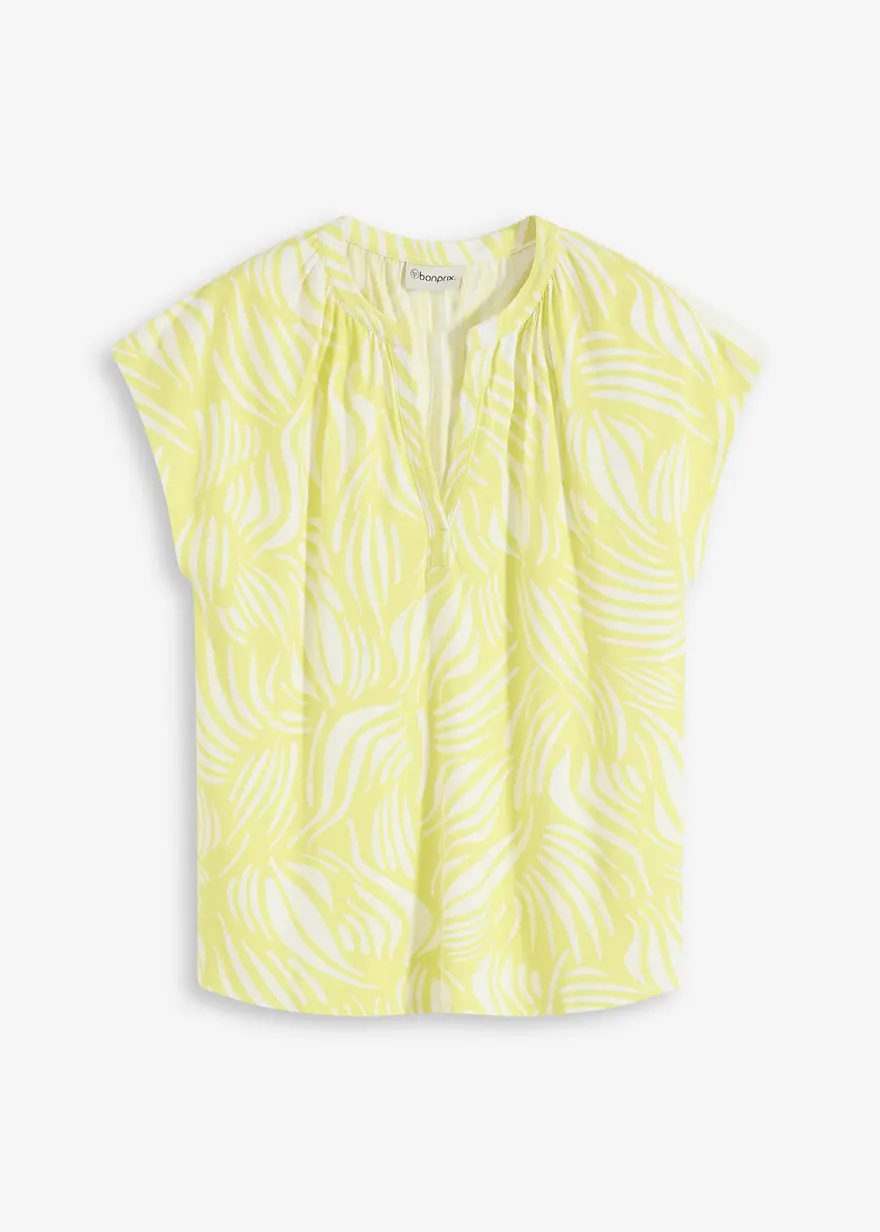 Henleyshirt aus softem Viskose-Mix in gelb von vorne - bonprix