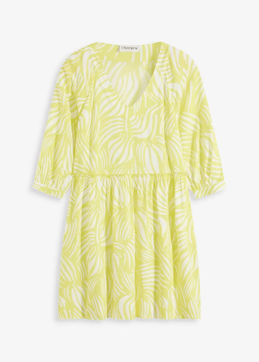 Tunika-Kleid aus fließender Viskose in gelb von vorne - bonprix