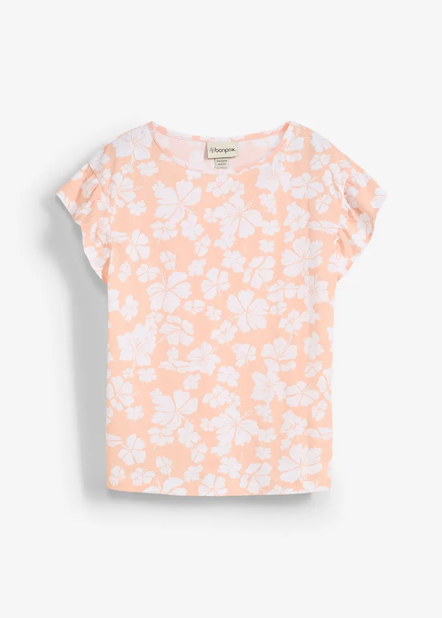 T-Shirt aus reiner Bio-Baumwolle in orange von vorne - bonprix