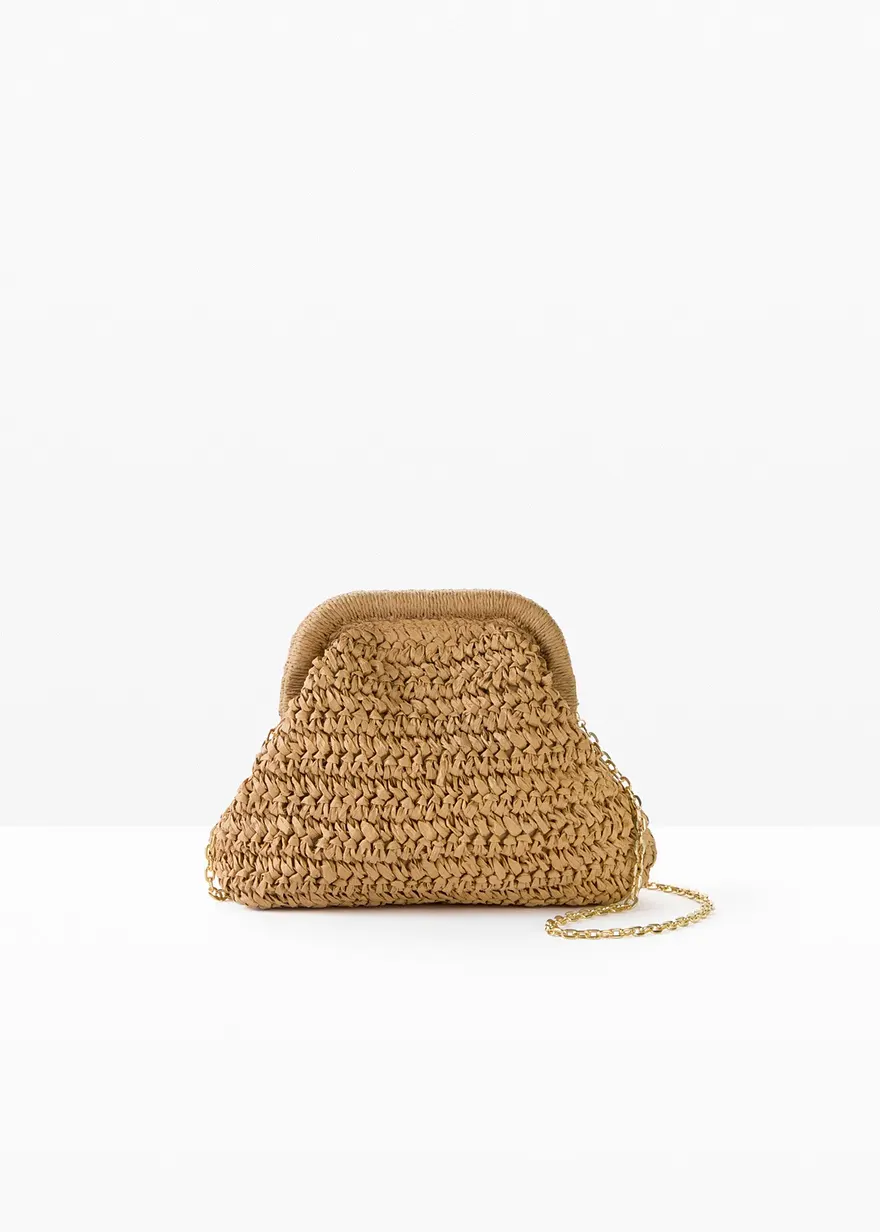 Strohumhängetasche in beige von vorne - bonprix