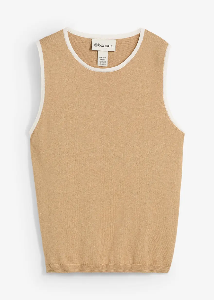 Strick-Tanktop in beige von vorne - bonprix