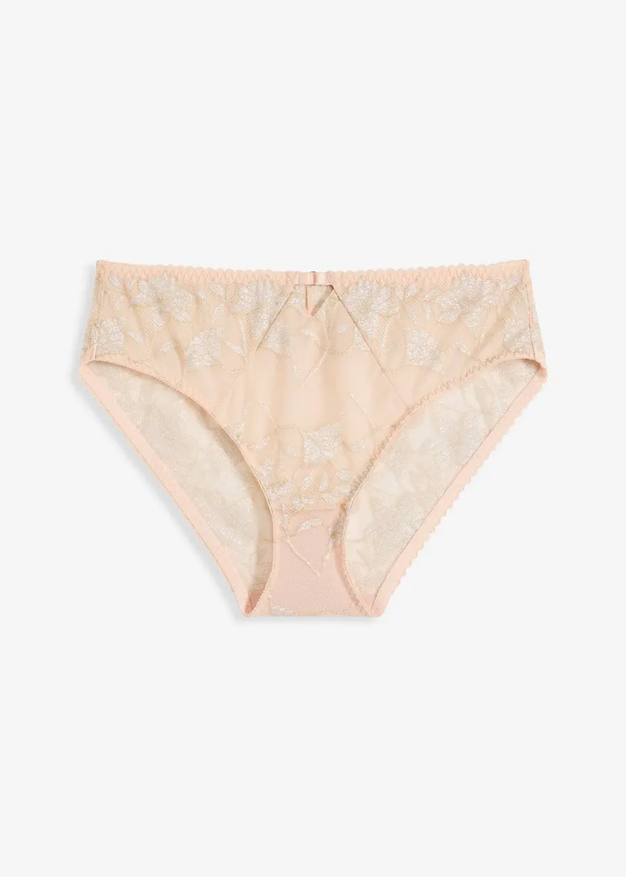 Maxislip mit 2-farbiger Glitzerspitze in rosa von vorne - bonprix