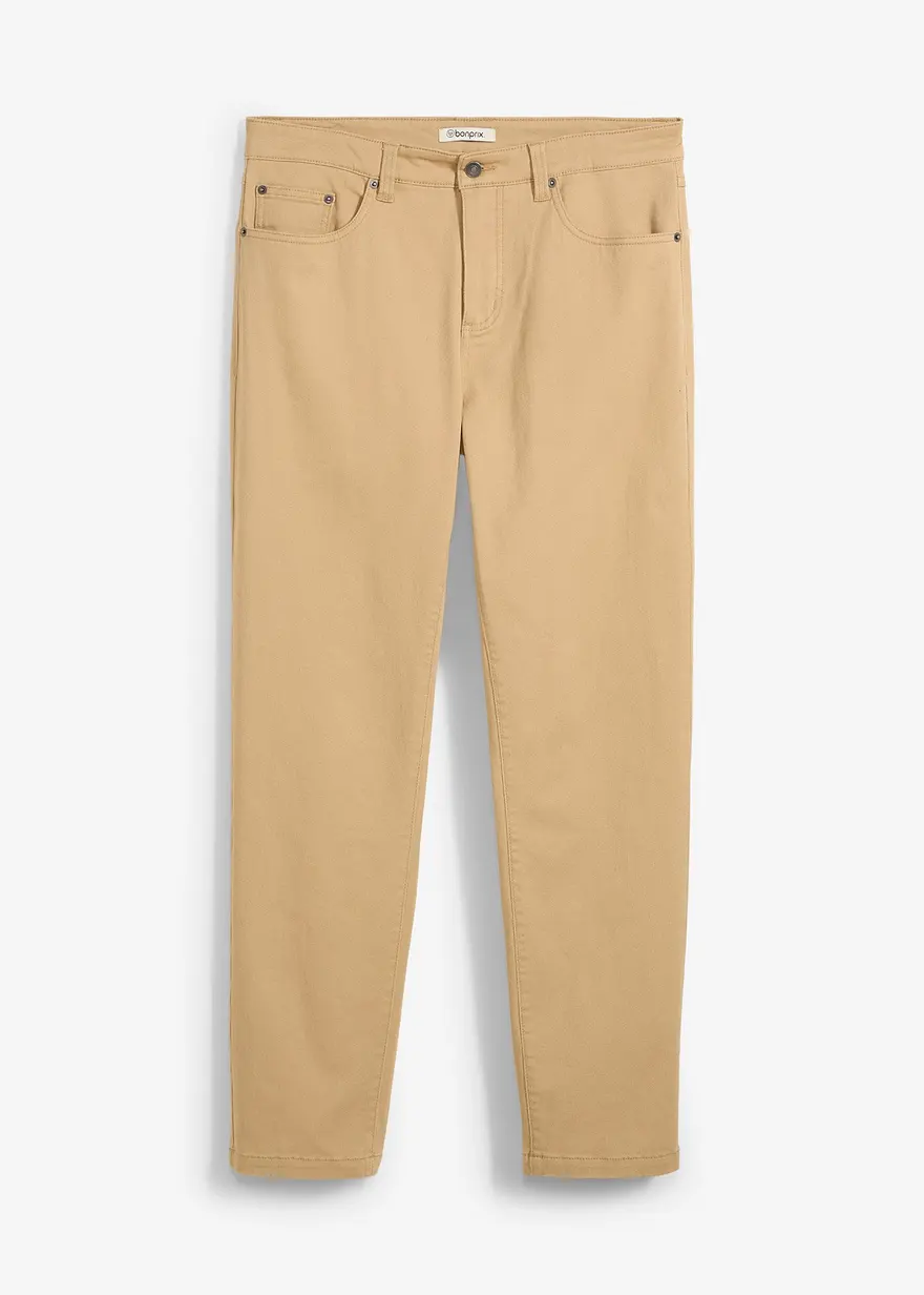 Classic Fit Stretch-Hose mit reiner Baumwolle, Straight in beige von vorne - bonprix