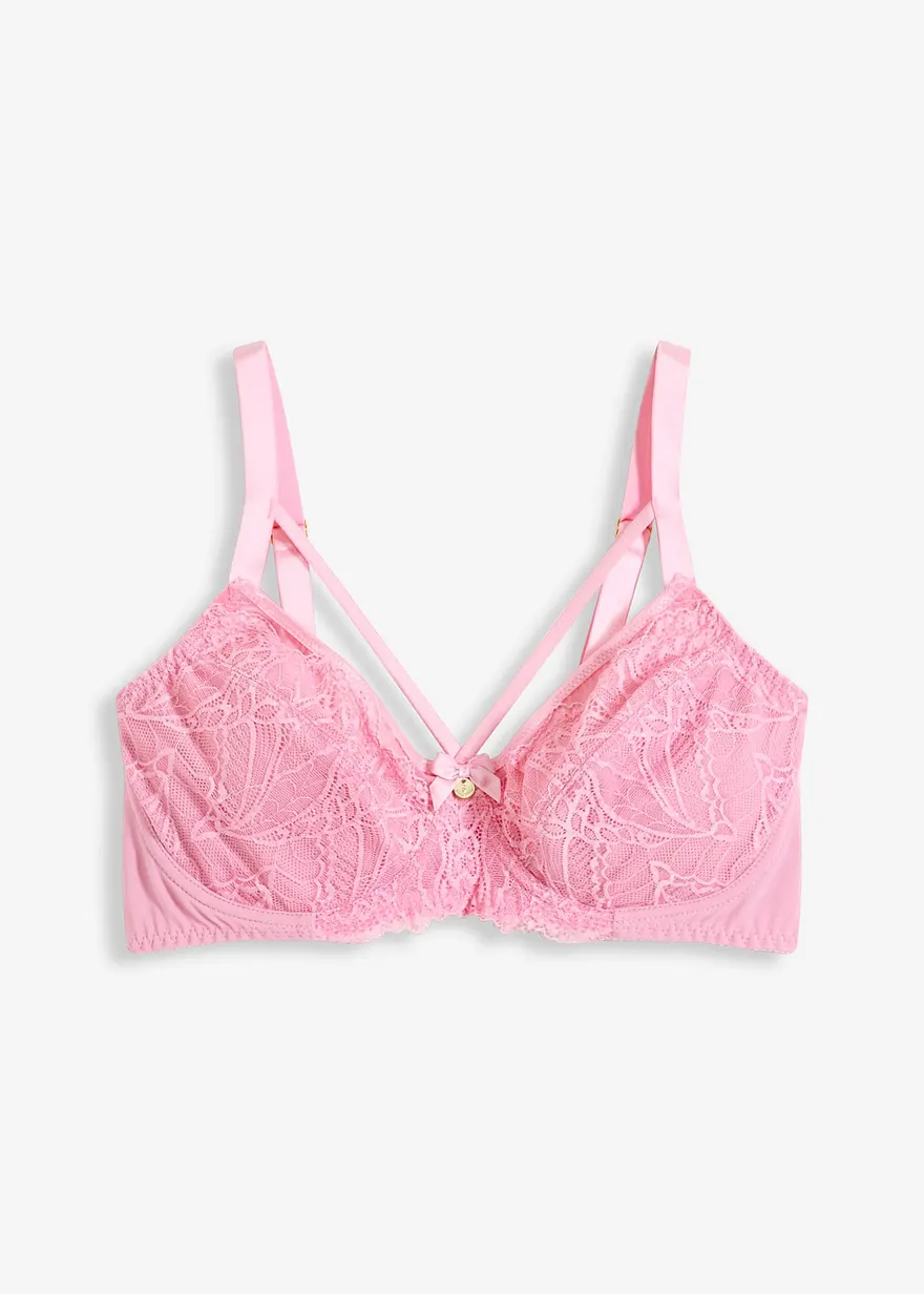 Minimizer-BH mit zarter Spitze in rosa von vorne - bonprix