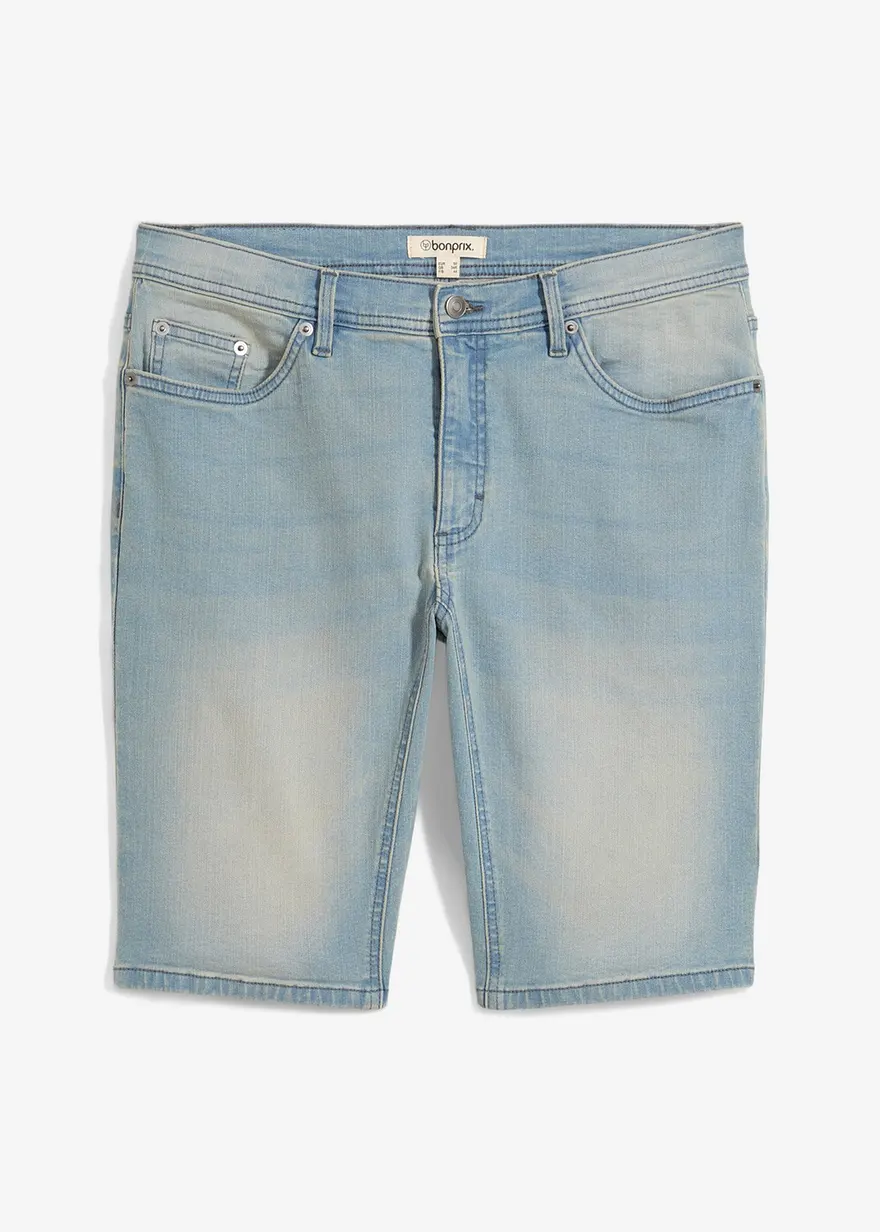 Stretch-Jeans-Bermuda mit verstärktem Schritt, Regular Fit in blau von vorne - bonprix