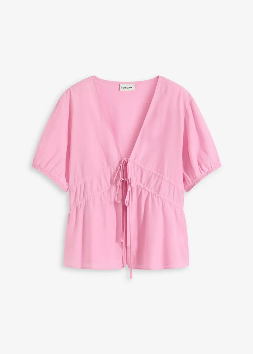 Bluse mit Schleifen in rosa von vorne - bonprix