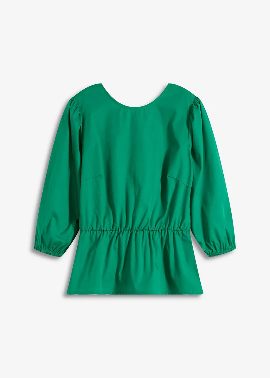 Bluse mit Puffärmeln und Rückenausschnitt in grün von vorne - bonprix