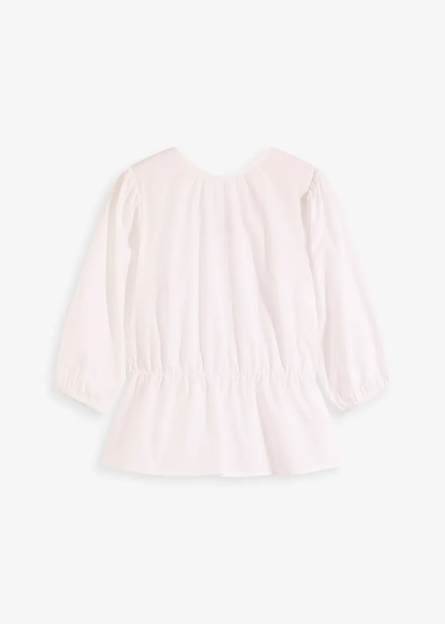 Bluse mit Puffärmeln und Rückenausschnitt in weiß von vorne - bonprix