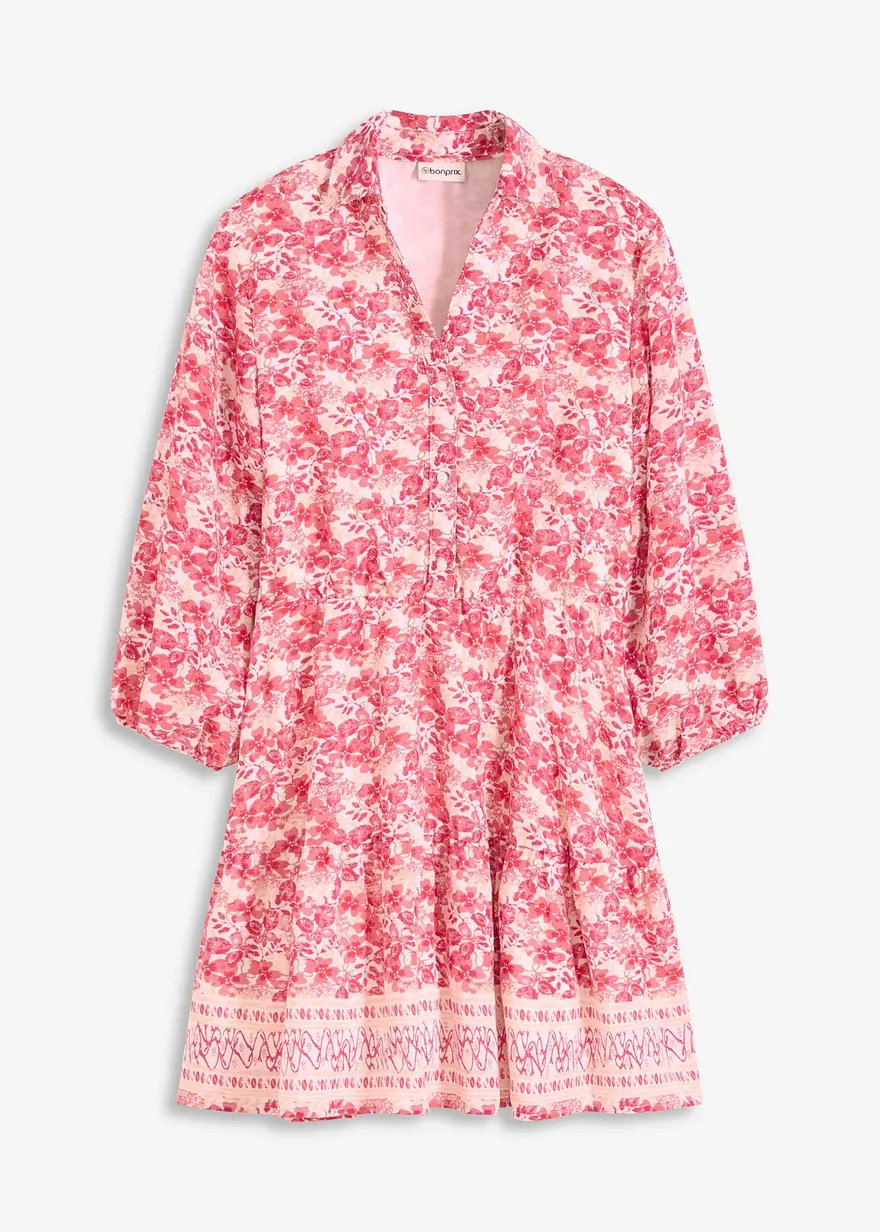 Kleid im Leinen-Look in weiß von vorne - bonprix