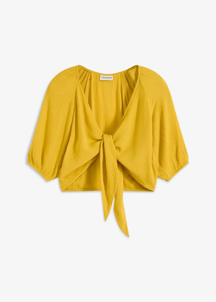Blusenshirt aus fließender Viskose in gelb von vorne - bonprix