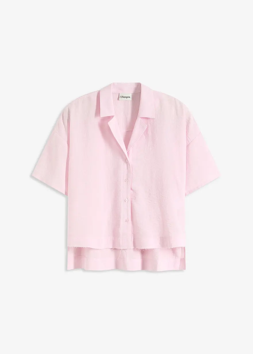 Oversize Hemdbluse in rosa von vorne - bonprix