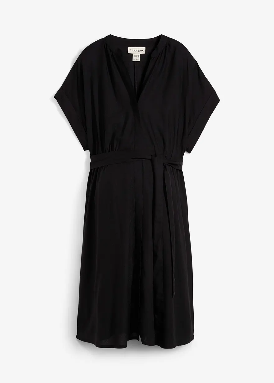 2-in-1 Umstands-Blusenkleid für die Schwangerschaft und danach in schwarz von vorne - bonprix