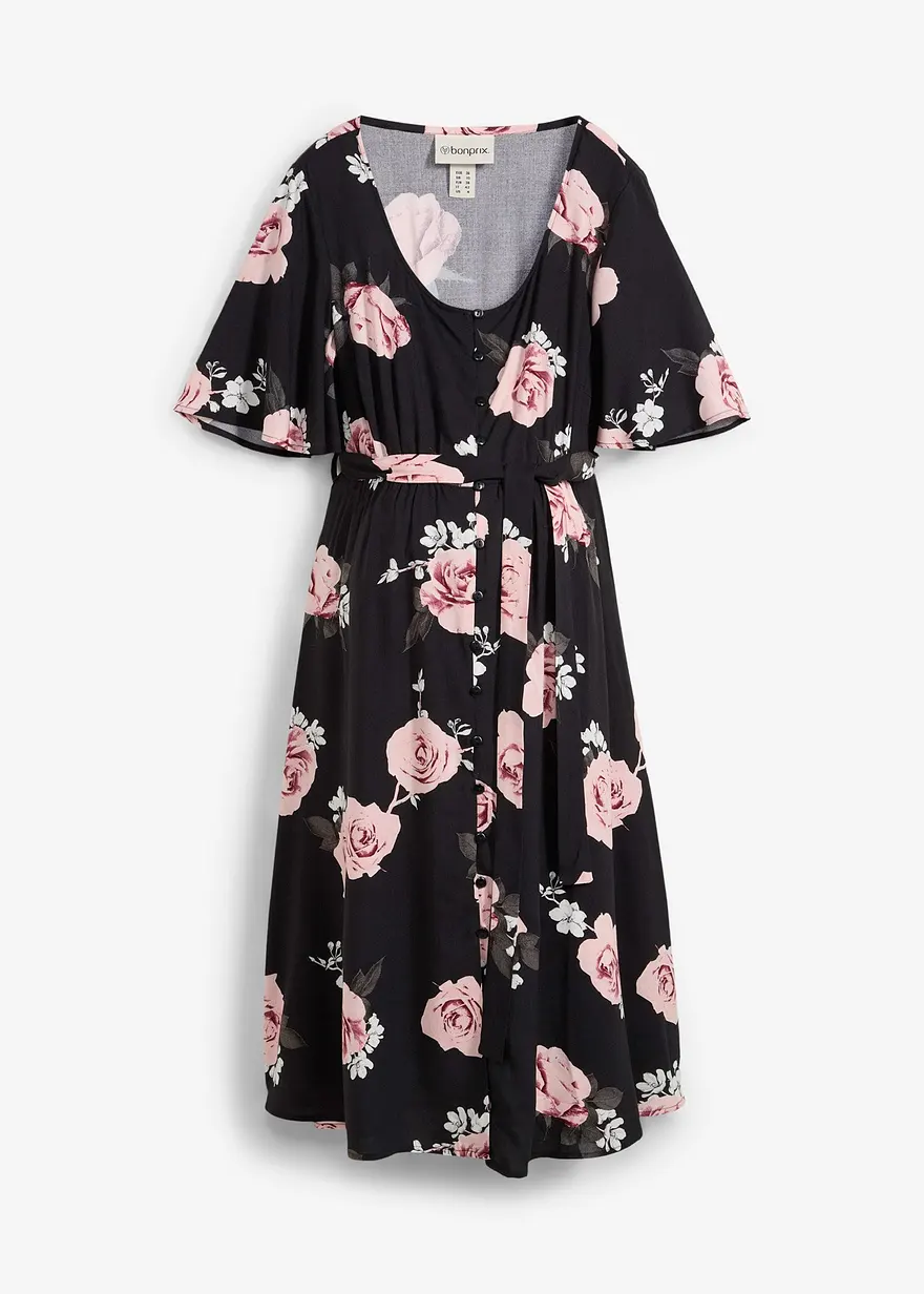 2-in-1 Umstands- und Stillkleid aus gewebter Viskose in schwarz von vorne - bonprix