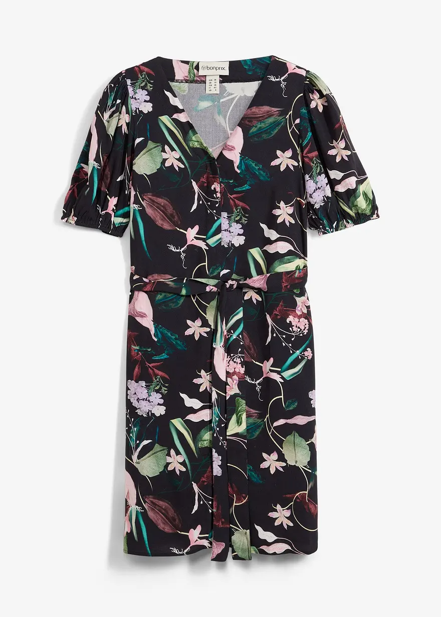 2-in-1 Umstands- und Stillblusenkleid aus fließender Viskose in schwarz von vorne - bonprix