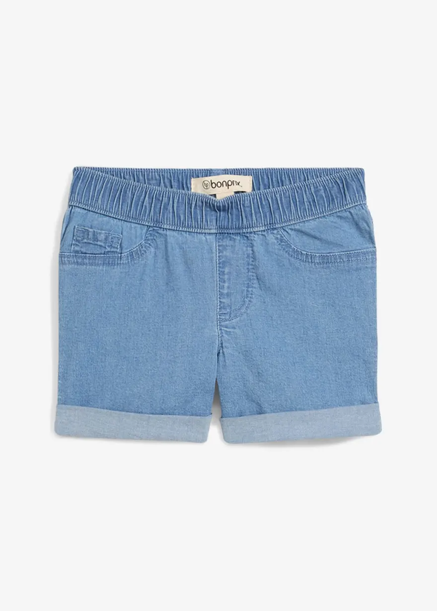Jeans-Shorts Mid Waist in blau von vorne - bonprix
