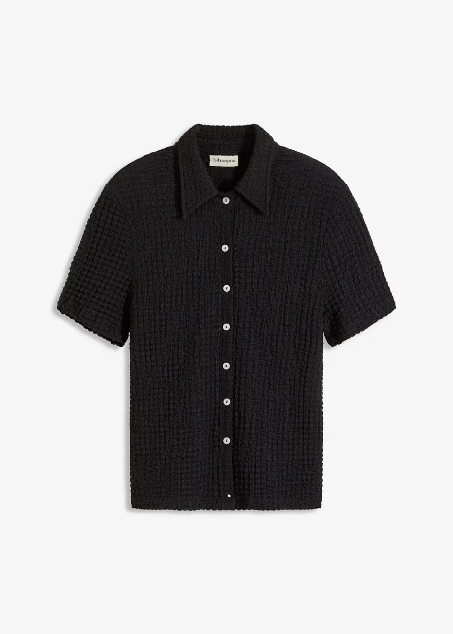 Shirtbluse mit Struktur in schwarz von vorne - bonprix
