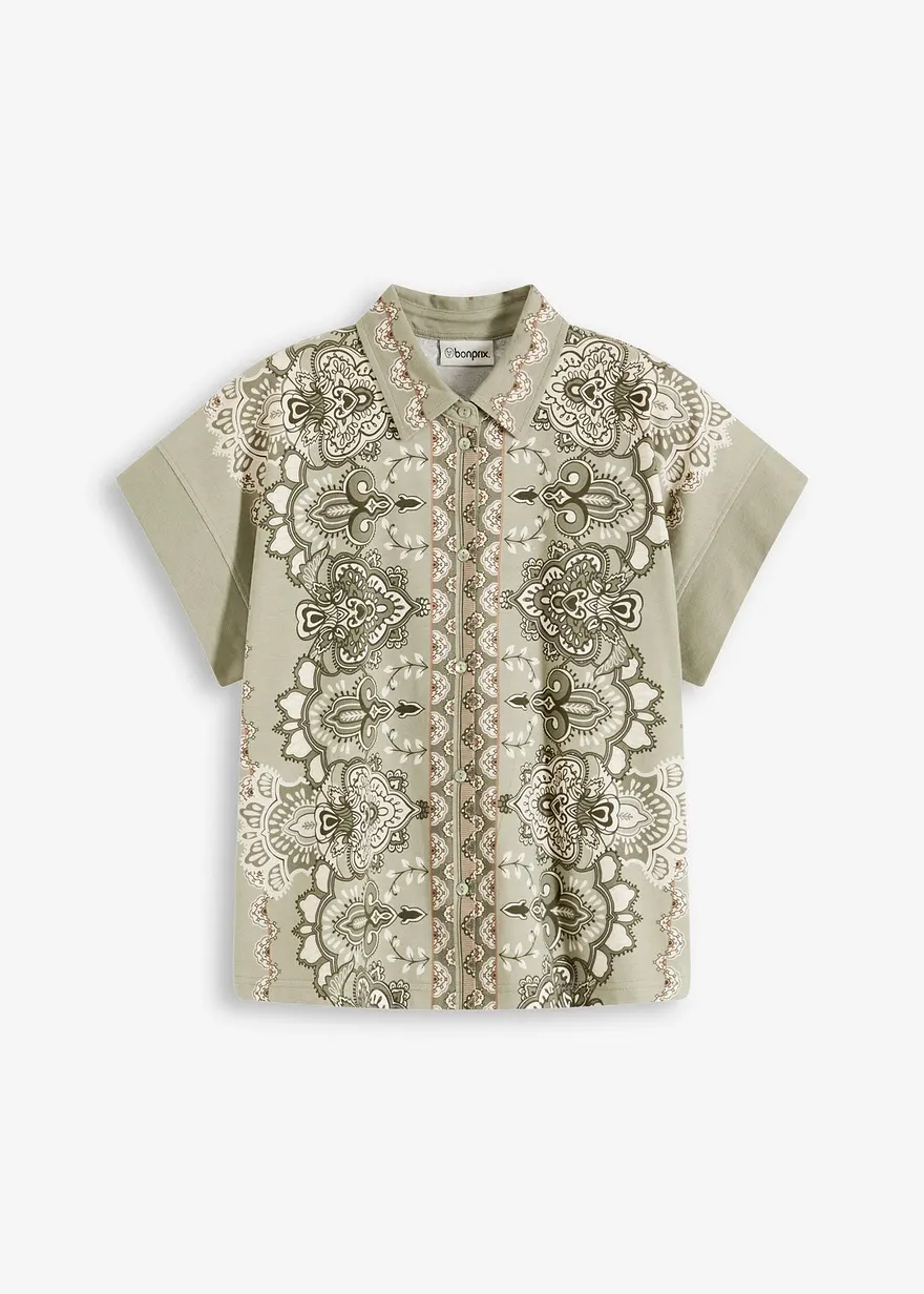 Shirtbluse mit Paisleydruck in beige von vorne - bonprix