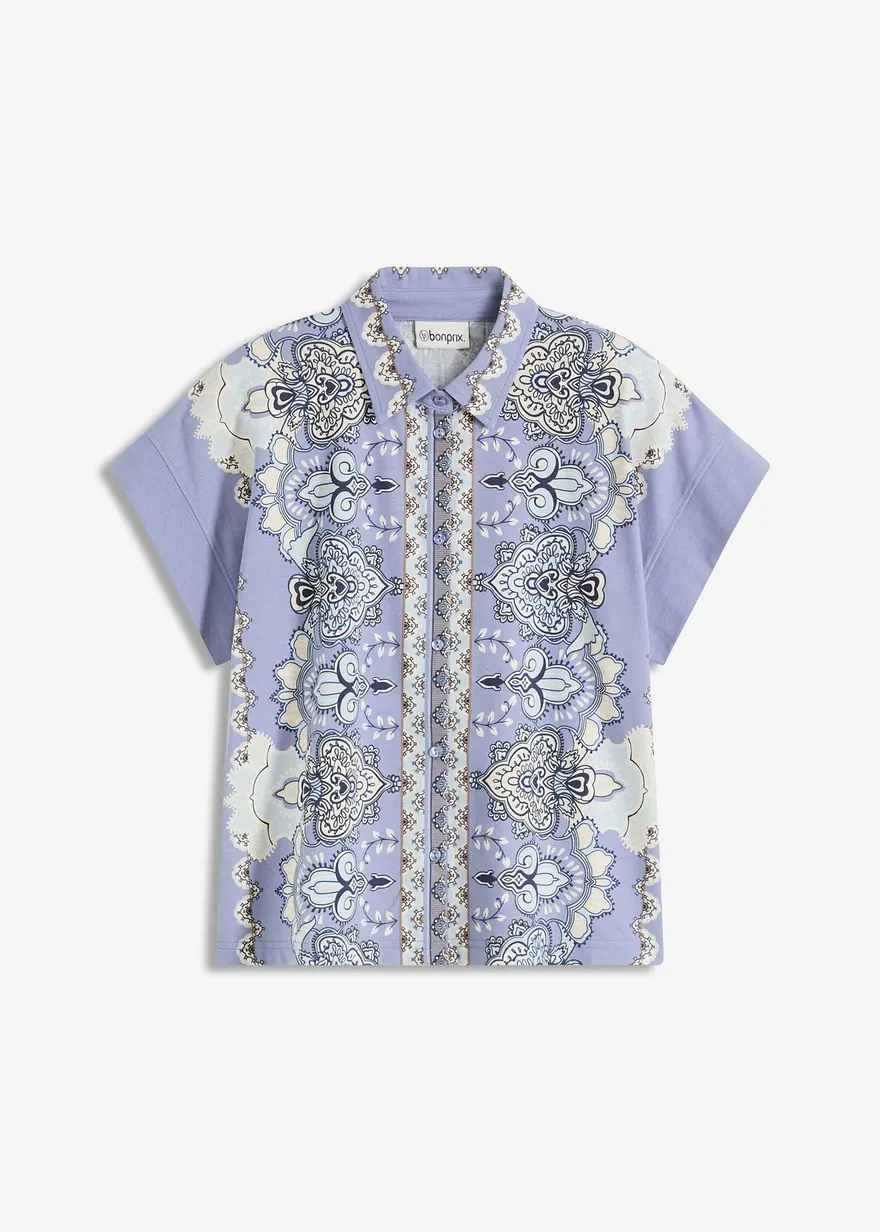 Oversize Shirtbluse in beige von vorne - bonprix