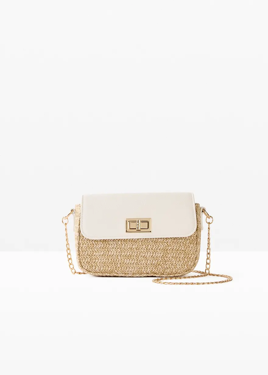 Umhängetasche in Strohoptik in beige von vorne - bonprix