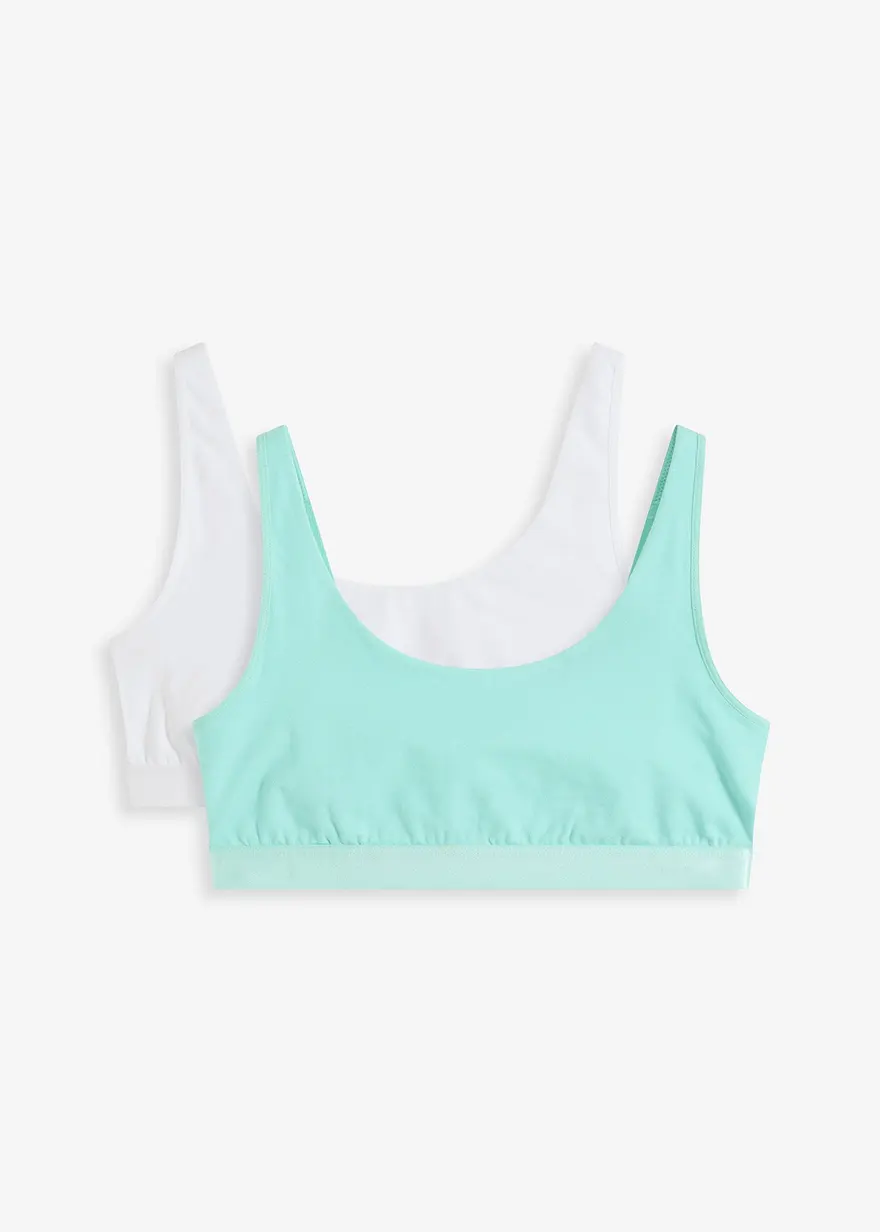 Bustier mit Bio-Baumwolle (2er Pack) in weiß von vorne - bonprix