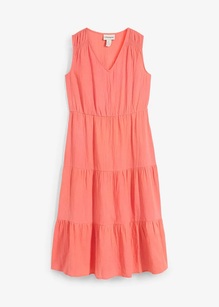 Kleid aus weichem Musselin in pink von vorne - bonprix