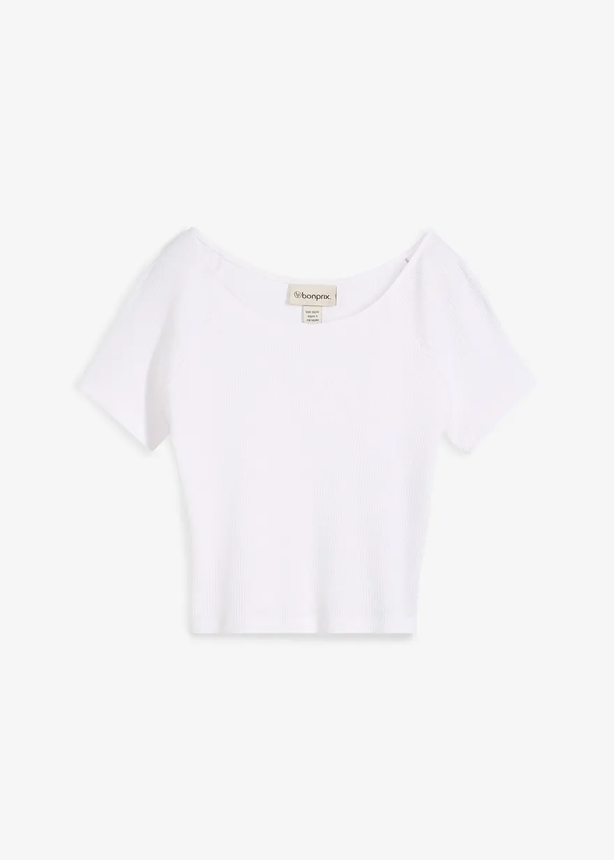 Figurbetontes T-Shirt aus reiner Bio-Baumwolle in weiß von vorne - bonprix