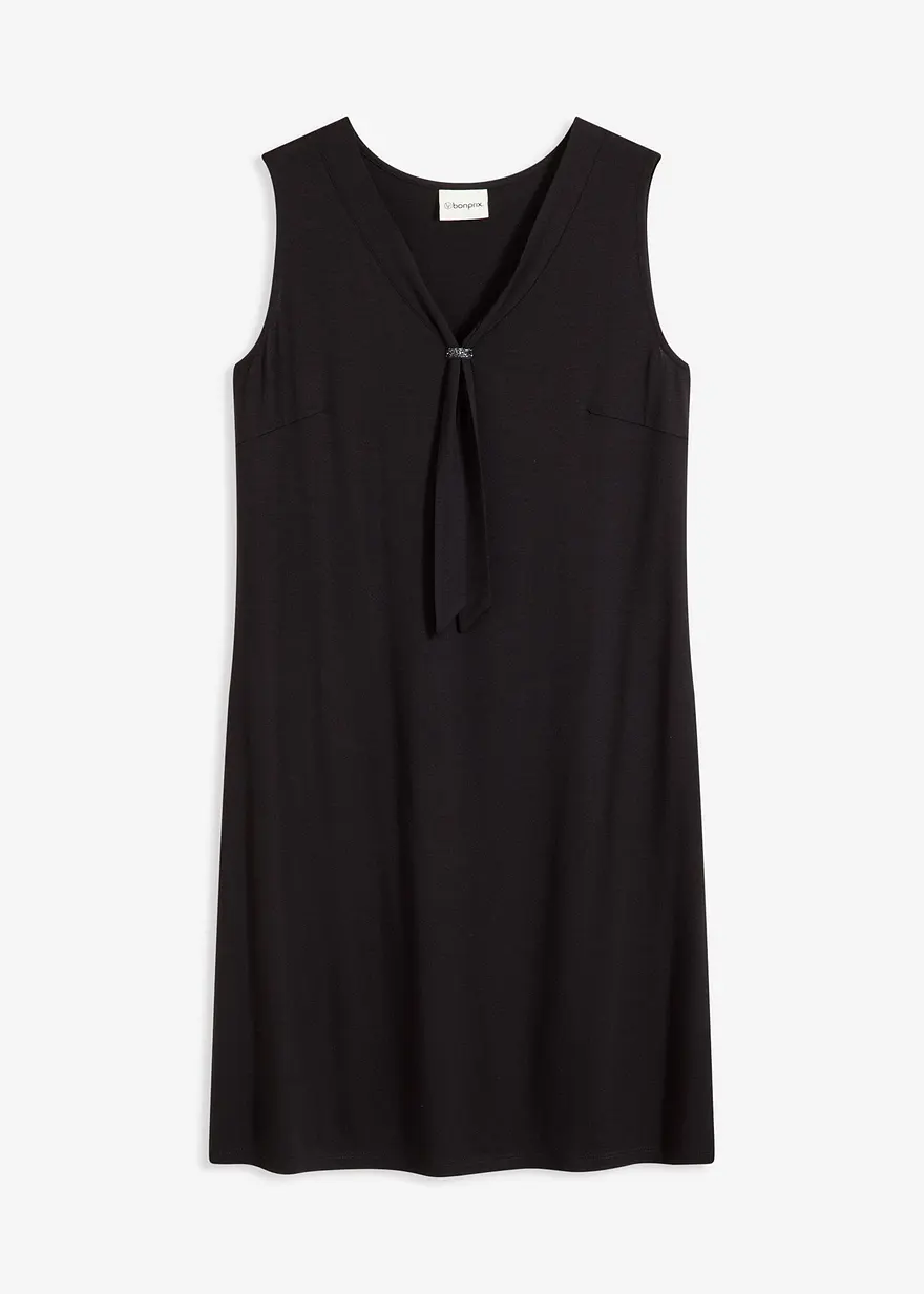 Shirtkleid mit Schluppe in schwarz von vorne - bonprix