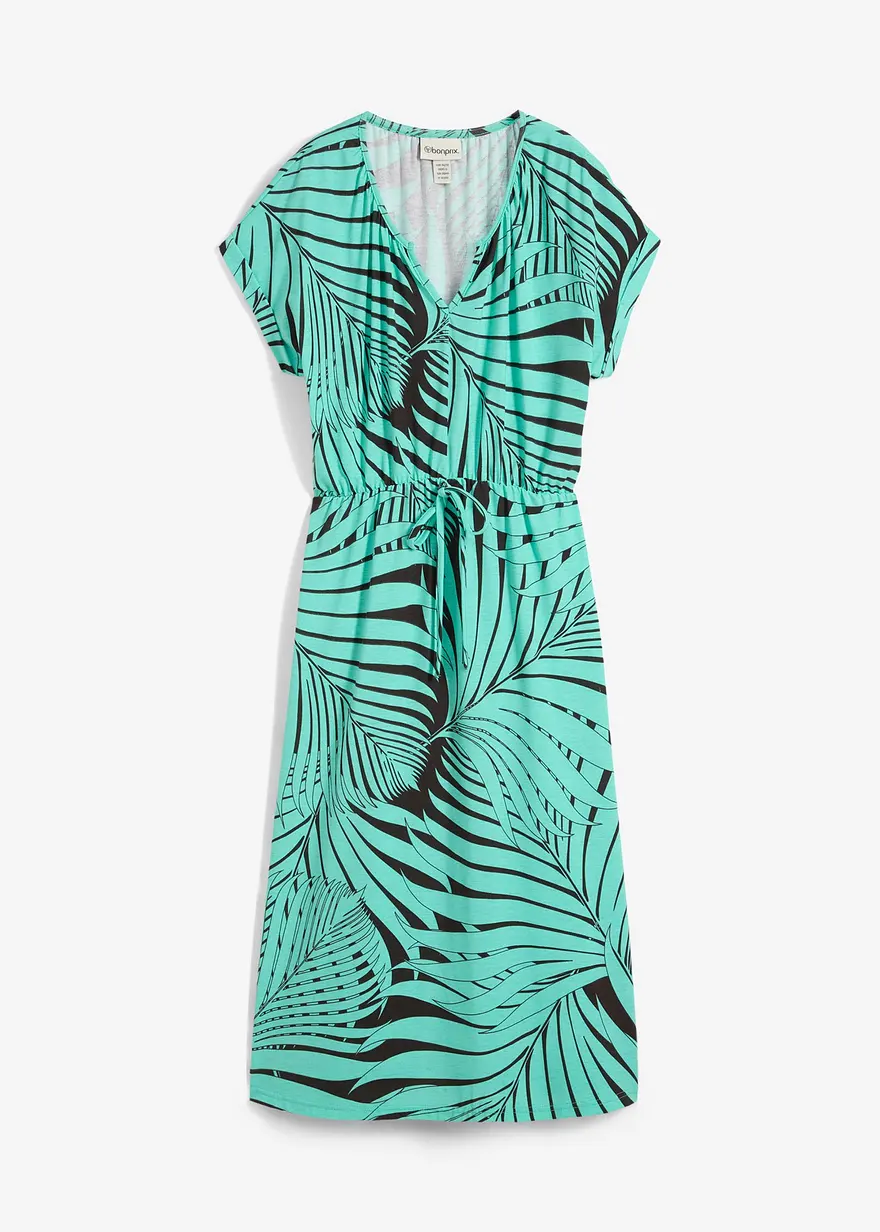 Jerseykleid aus fließendem Viskose-Mix in braun von vorne - bonprix