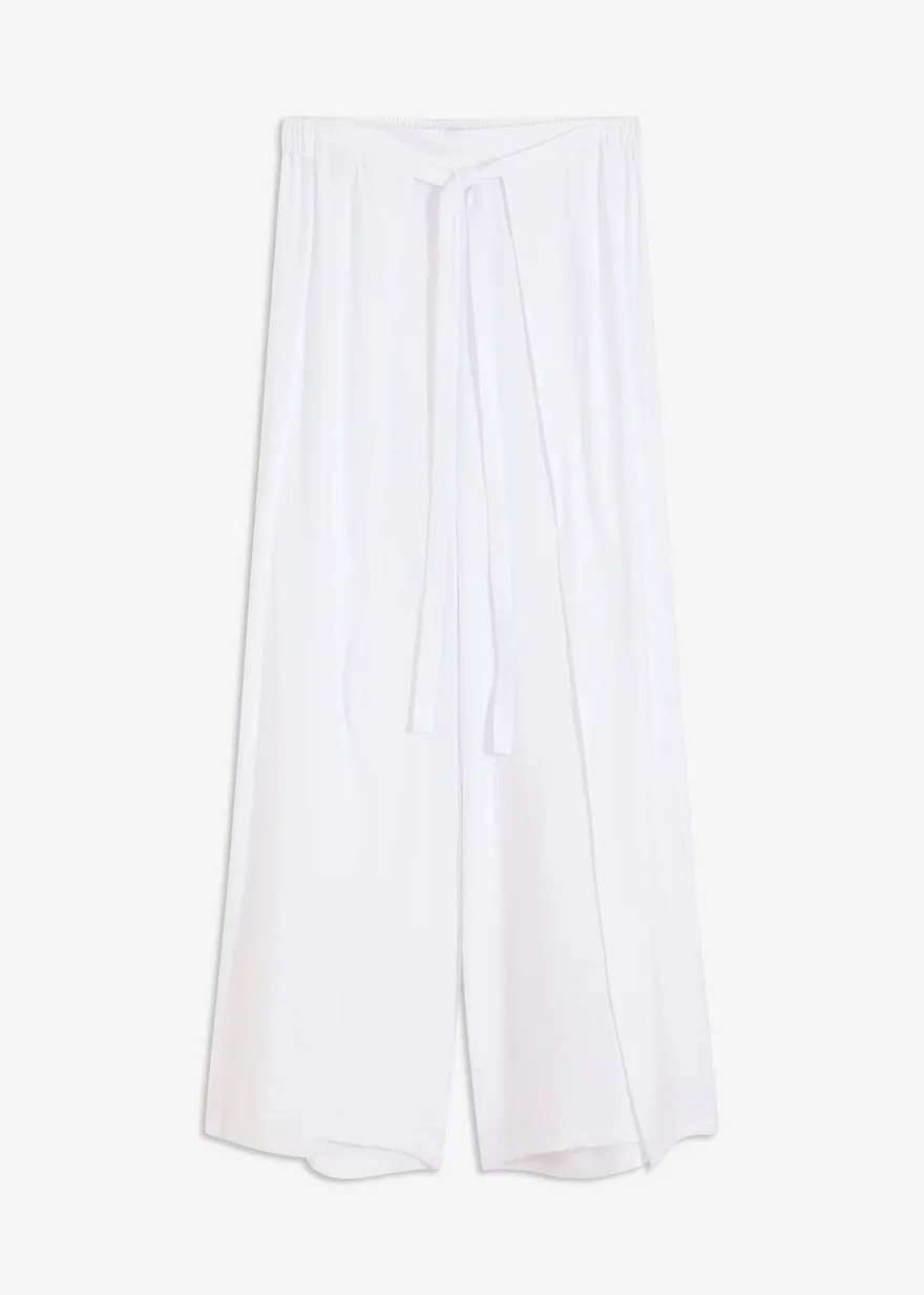 Palazzo-Hose aus fließendem Viskose-Mix in weiß von vorne - bonprix