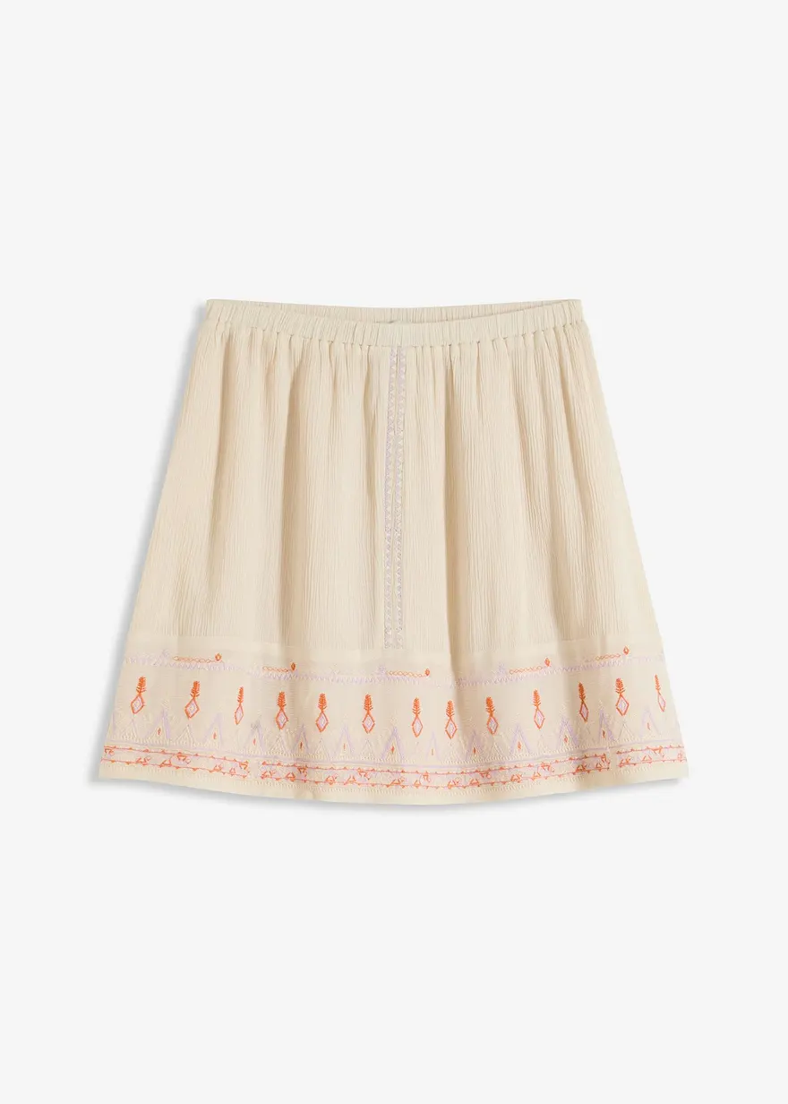 Minirock mit Stickerei in beige von vorne - bonprix