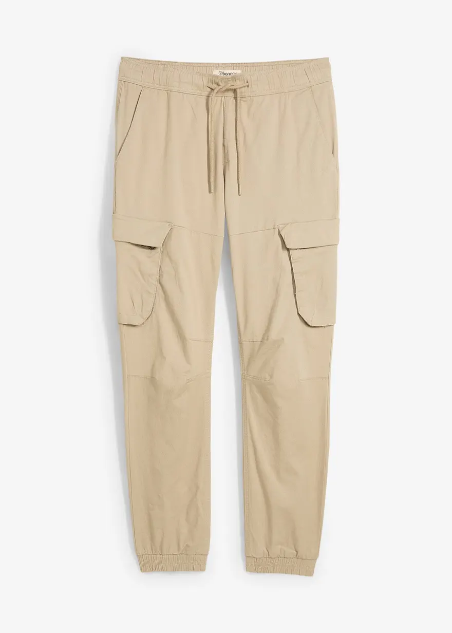 Regular Fit Schlupf-Cargohose, Straight in beige von vorne - bonprix