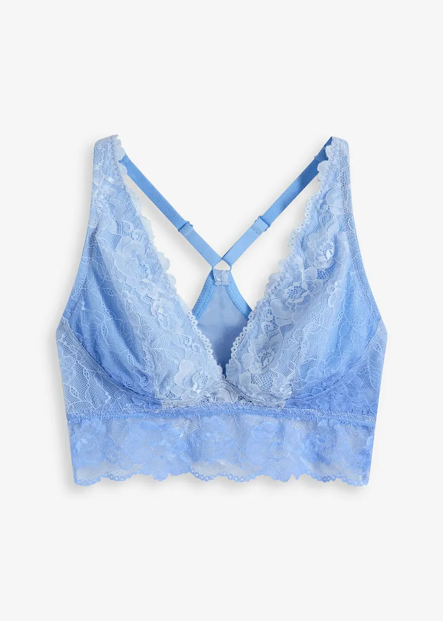 Bustier mit zarter Spitze im Farbverlauf in blau von vorne - bonprix
