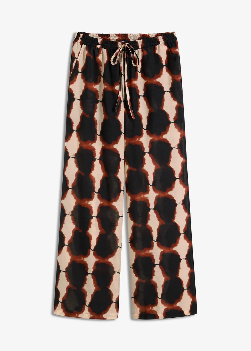 weite Hose mit Batik-Print in schwarz von vorne - bonprix