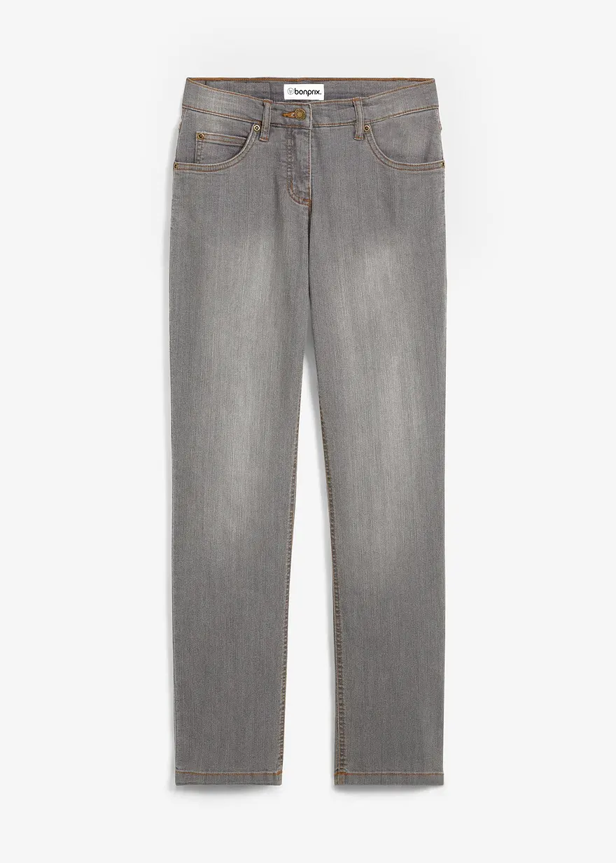 Straight Jeans Mid Waist, Stretch in grau von vorne - bonprix