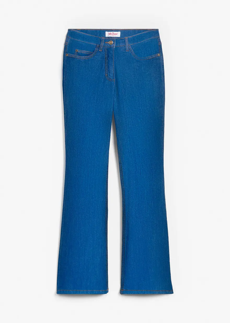 Bootcut Jeans Mid Waist, Stretch in blau von vorne - bonprix