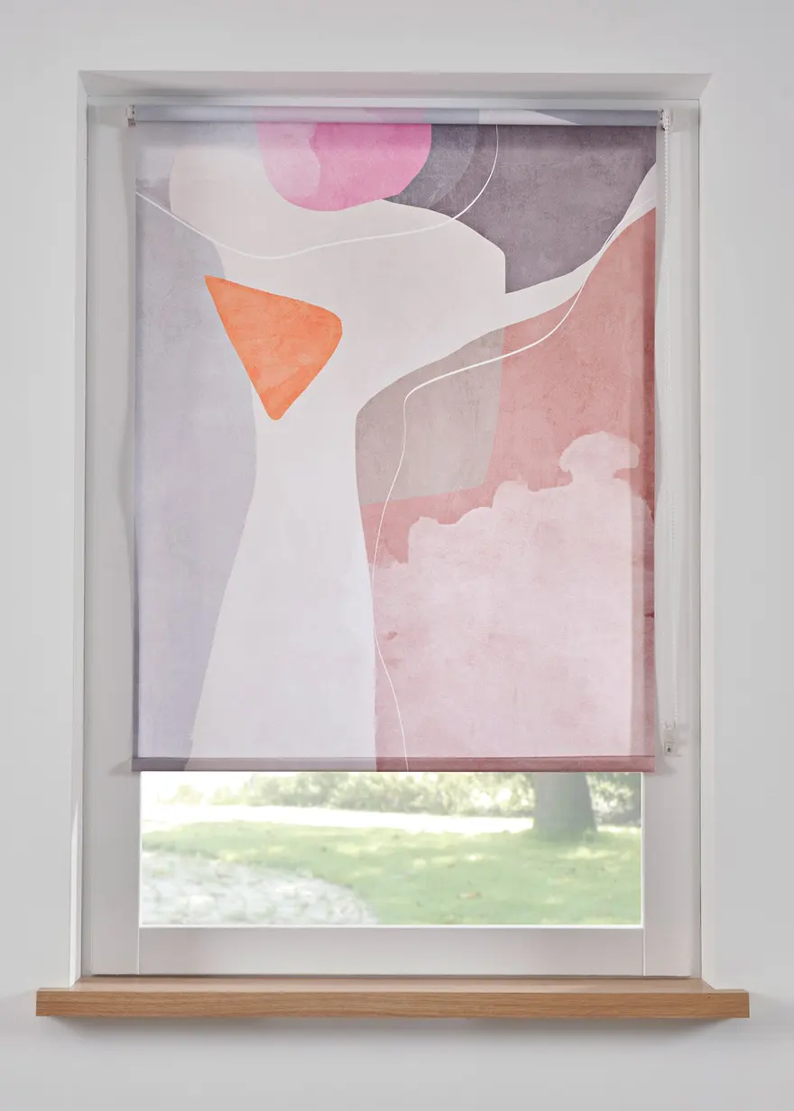 Sichtschutzrollo mit grafischem Druck in beige - bonprix