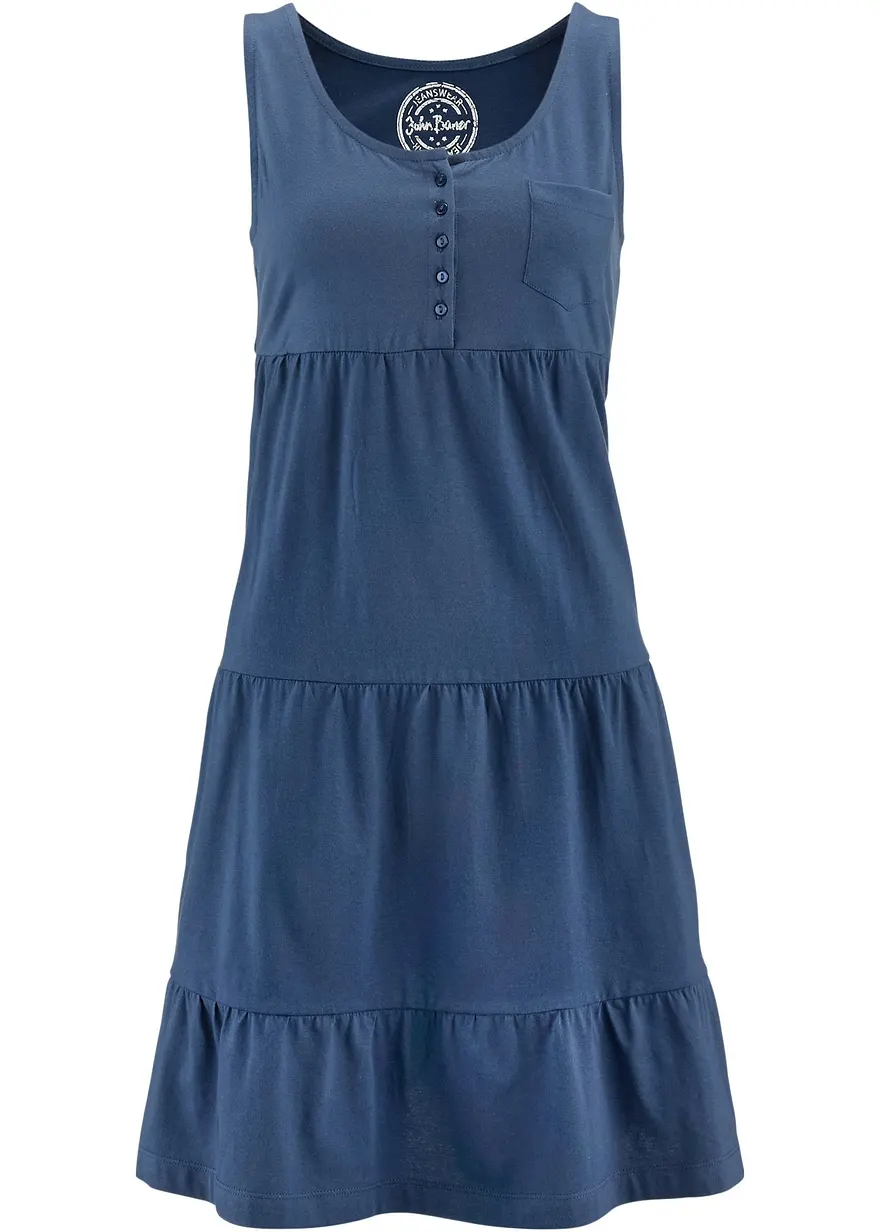 Baumwoll Jerseykleid, kurz in blau - bonprix