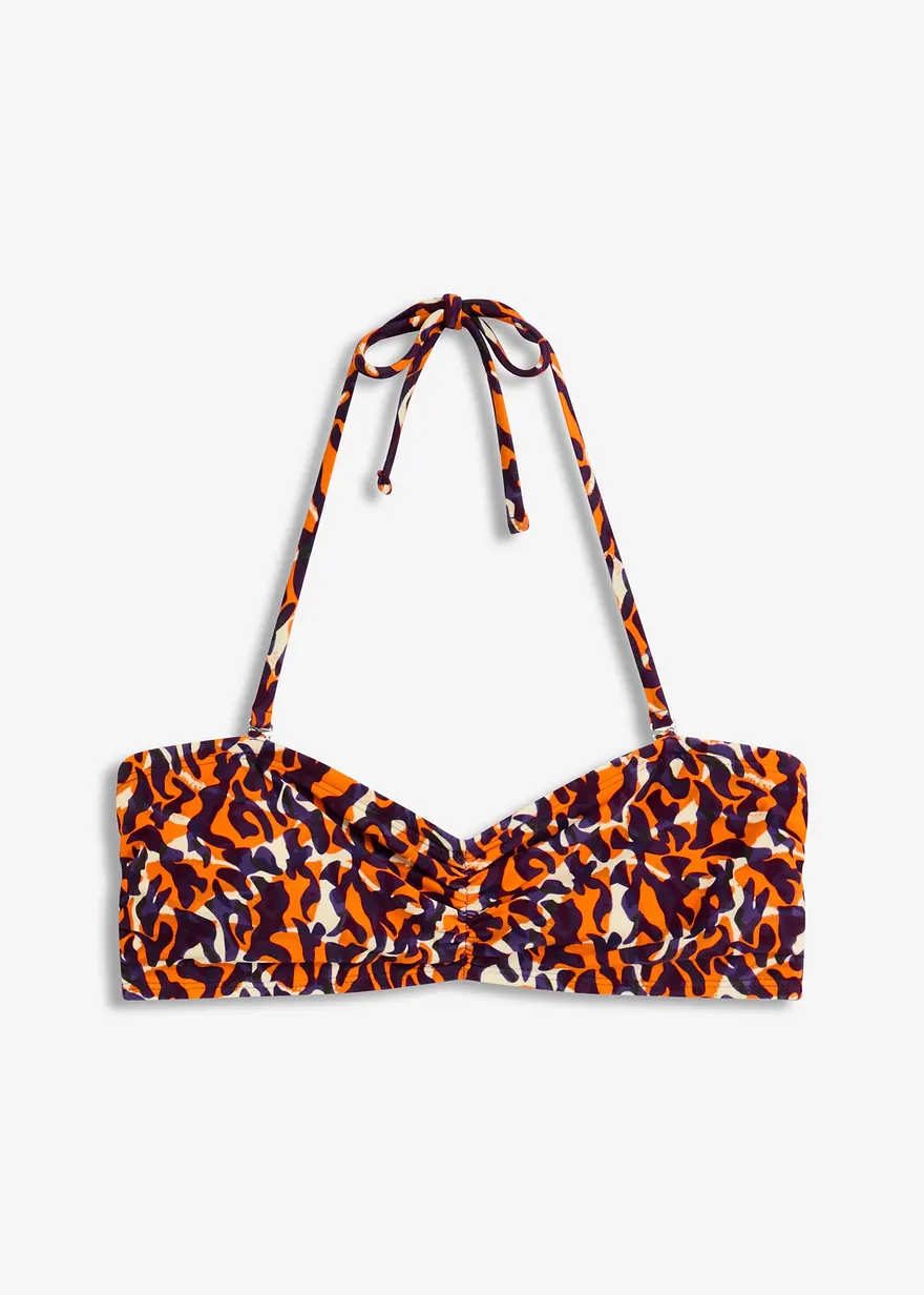 Bandeau-Bikinioberteil mit abnehmbaren Trägern in lila von vorne - bonprix