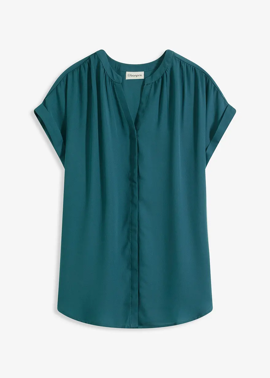 Tunikabluse Georgette in petrol von vorne - bonprix