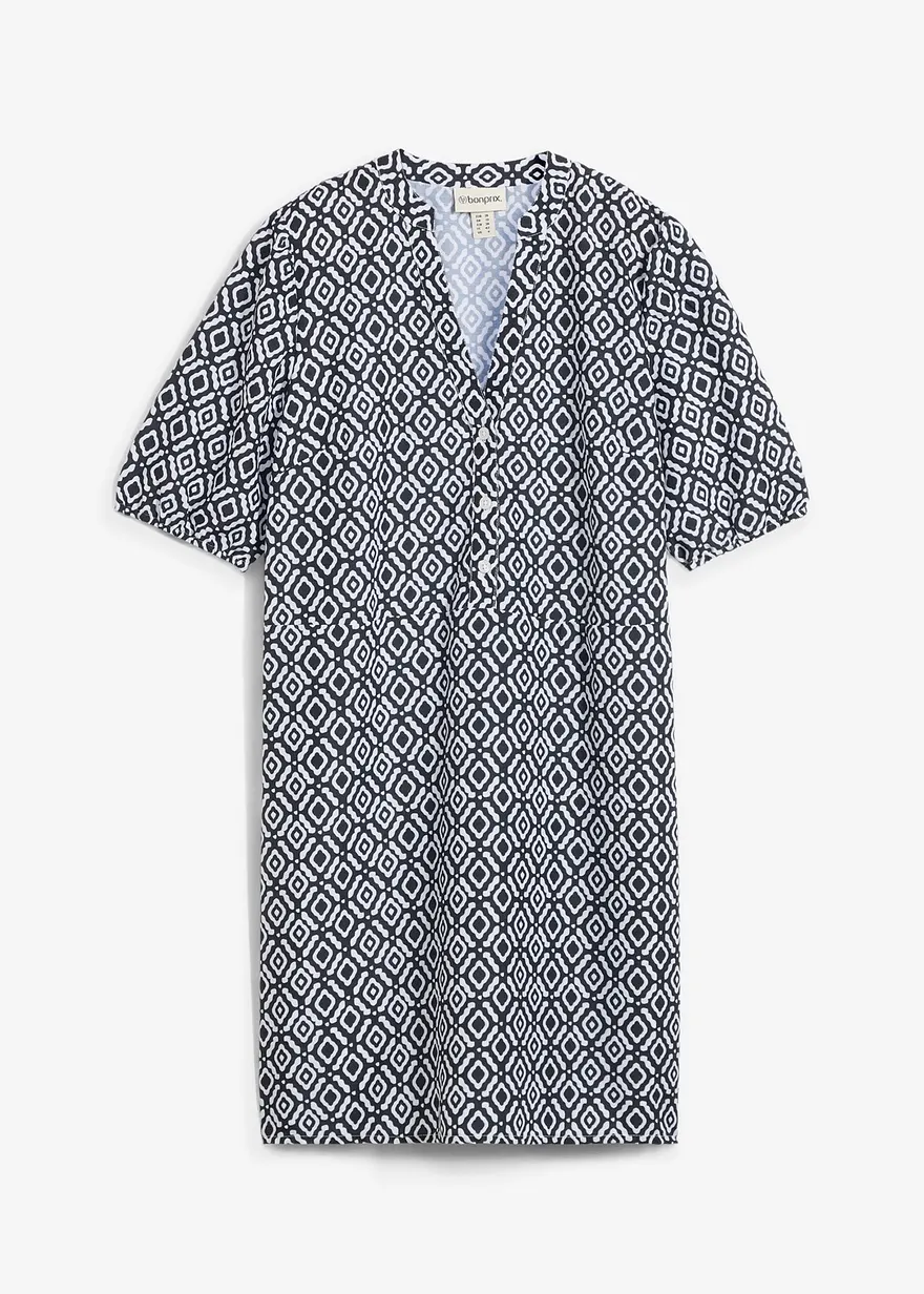 Tunika-Kleid aus fließender Viskose in schwarz von vorne - bonprix